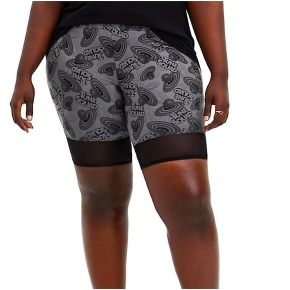 NWT Torrid SPACE JAM 2 MESH PANEL BIKE SHORT athleisure cotton blend